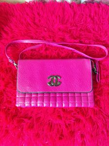 Hot Pink Quilted Crossbody Bag