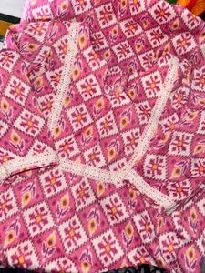 Pure Ikat Pink Printed Kurta