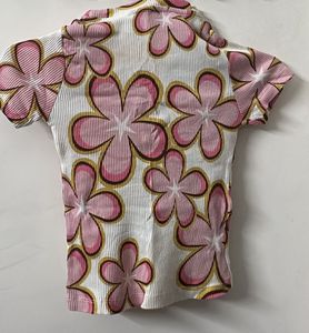 Cute Floral Ribbed Tee