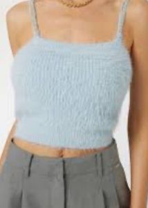 Cozy Fuzzy Light Blue Crop Top