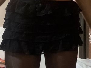 black lace layered mini skirts