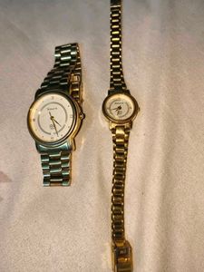Combo of 2 Sonata Gold Tone Watches