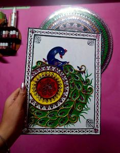 Handmade Peacock lippan art