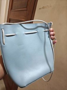 Chic Light Blue Drawstring Bucket Bag