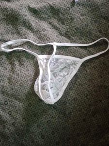 Men's White Lace G-string Thong