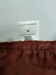 Sheer Brown Ruffle Tie-Front Top