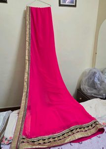 Vibrant Pink Embroidered Saree