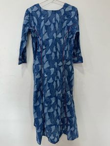 Blue Printed Cotton Kurta