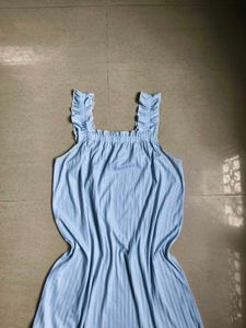 Light Blue Ruffled Strap Dress