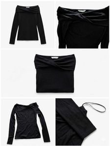 Zara Black Off-Shoulder Twist Neck Top
