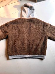 Brown Fleece Zip-Up Hoodie Jacket