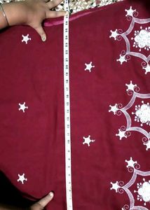 Maroon Kurta with White Emberdory