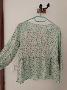 🌸 Fame Forever Floral Peplum Top | Pastel Mint |