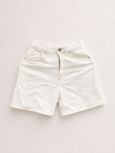 Cream High-Waisted Denim Shorts