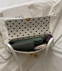 Savana White Polka Dot Shoulder Bag