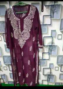 purple mirror work sharara set
