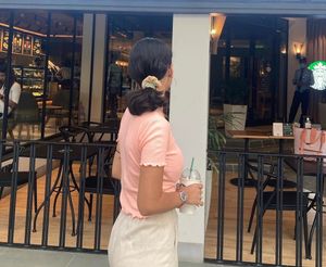 Cute Pink Ribbed Tie-Front Top
