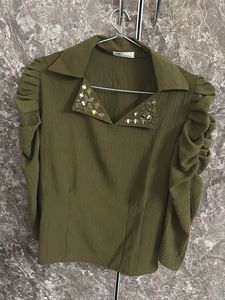 Stylish Embellished Collared Top