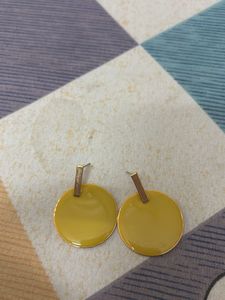 Yellow Round Dangle Earrings