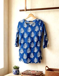 Blue Tree Print Cotton Kurta💙🤩⚡