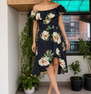 Floral Off-Shoulder Wrap Dress