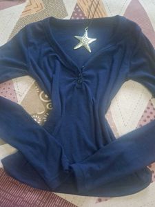Elena Gilbert inspired Navy Blue Henley top