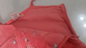 Cute Corduroy material Dress with Satin flowers
