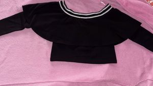 Black Off-Shoulder Ruffle Top