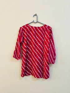 Vibrant Pink &amp; White Striped Kurta