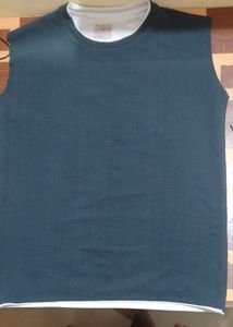 Sleeveless Blue T-Shirt with White Inner Layer