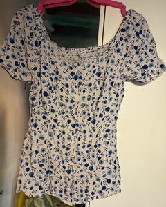 Floral Puff Sleeve Button-Up Top