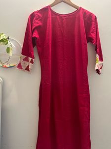 Vibrant Pink Kurta with Geometric Print
