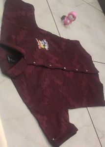Men's Burgundy Textured Shirt