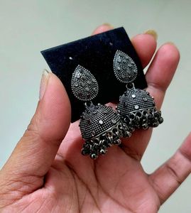 Elegant Oxidised Jhumka Earrings