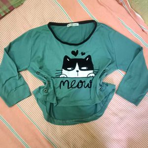 Cute Cat "Meow" Graphic T-Shirt