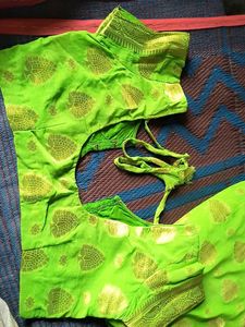 Vibrant Green Saree with Golden Motifs