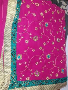 Pink stone work Saree.