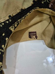 Elegant Gold &amp; Black Embroidered Gown