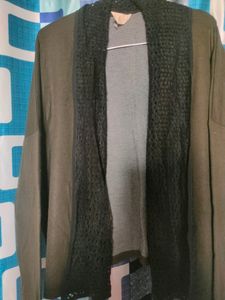 Green Shrug With Black Net Lace