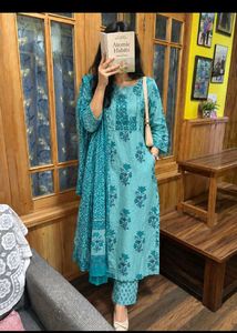 Cotton Sea Blue Kurta Set..