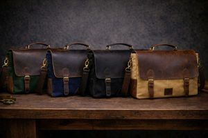 Vintage Leather & Canvas Messenger Bag