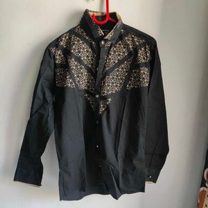 Boys Black shirt with Geometric Pattern