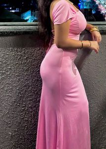 NEWME Elegant Pink Maxi Dress