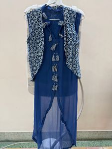 Blue Ethnic Kurta with Jacket