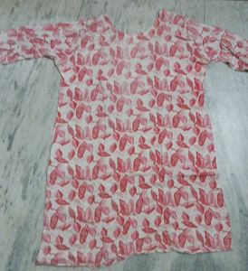 Elegant Pink Leaf Print Kurta
