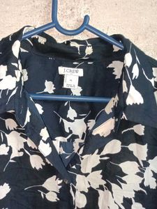 J.Crew Floral Short Sleeve Button-Up Top