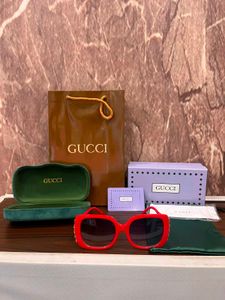 Gucci Red Sunglasses with Embellishments