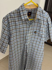 Men's Blue Plaid Short Sleeve Shirt