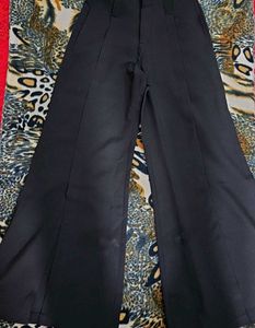 Wide Leg Slit Black Pants