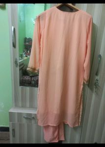 Elegant Peach Kurta Set with Dupatta